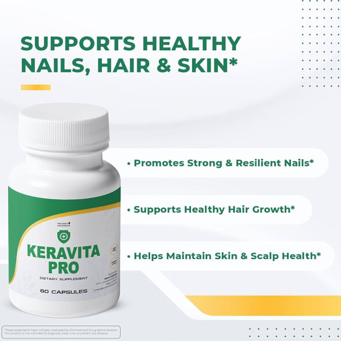 Keravita Pro benefit image showing support for healthier looking nails as part of daily routine